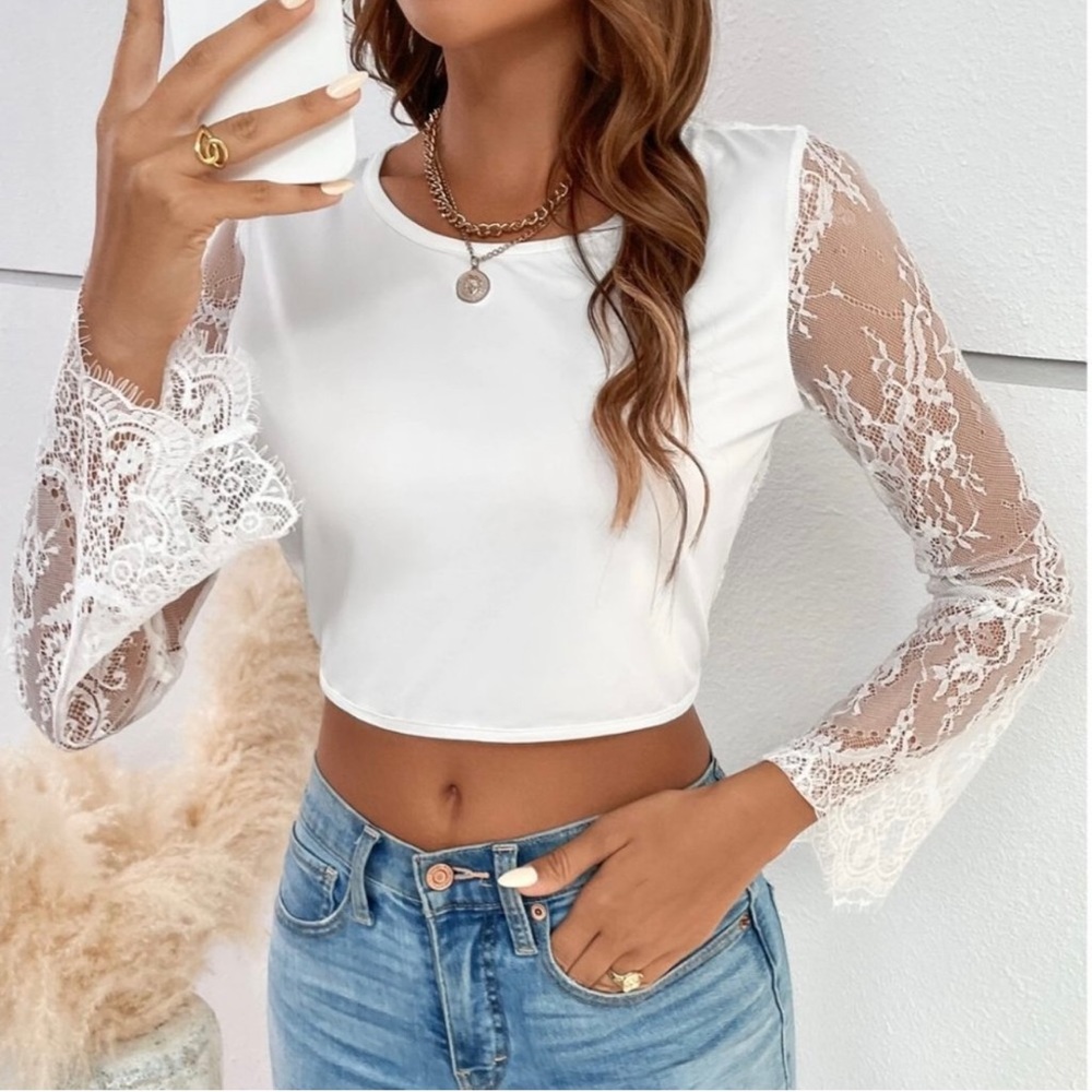 Shein, size Small.  New W/O tags. White Lacey top